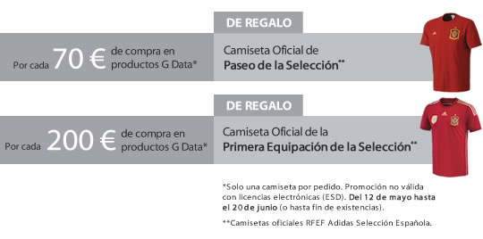 Llévate la Camiseta Oficial de la Selección por la compra de productos G Data